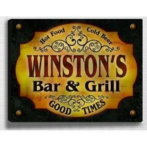  Winstons Bar & Grill 14 x 11 Collectible Stretched 