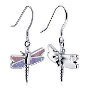   Vilolet Pink Opal Dragonfly French Hook Dangle Earrings Jewelry