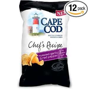 Cape Cod Roasted Garlic and Red Pepper Potato Chips, 7 Oz Bags (Pack 