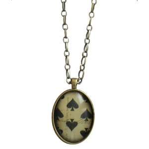  Spades Ace Antique Brass Photo Pendant Necklace with 18 