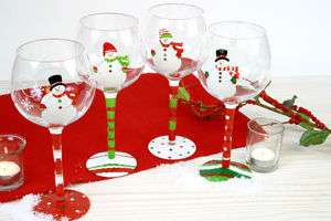 DEI Hand Painted Snowman Wine Glass (81321)  