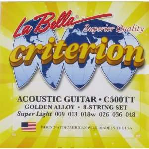 La Bella Acoustic Guitar Criterion Golden Alloy Ultra Light, .009 