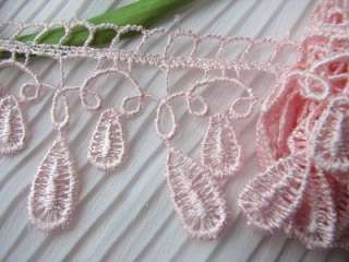 Drops~ Venise Lace Trim~ 2yds ~PINK~ Fringe~ Lampshade~ Tablecloth 