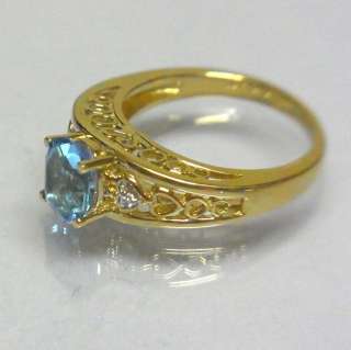   Ring w/ 8x6mm Topaz Diamonds in Heart Design Yellow Gold Setg 4.3g