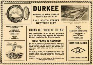 1919 Ad C.D. Durkee Marine Goods Boat Grasmere Factory   ORIGINAL 