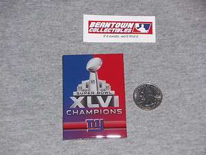 New York Giants Super Bowl 46 World Champions Flat Logo Magnet Manning 