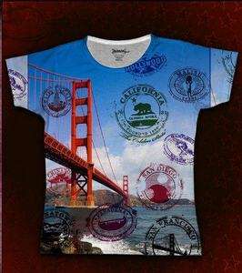 NEW RANDOM WORLD Sublimation Print T Shirt CALIFORNIA BRIDGE M Cap 