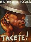 Vintage Italy World War Two Military Poster Tacete