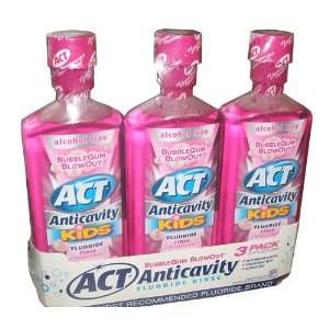 ACT Anticavity Kids Flouride Rinse Bubble Gum Blowout Flavor 18 Ounce 