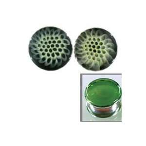  Image on Translucent Green Background Single Flare Handmade Glass 