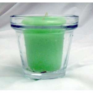  Green candle in glass jar 
