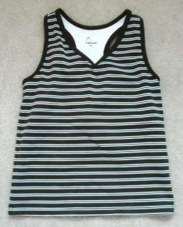 HEAD BROWN/BABY BLUE STRIPE EXERCISE WORKOUT TOP SZ M  