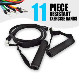   up Bar 11 pc Resistance Band Combo Fit Program Gym Exercise Workout