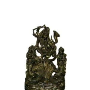  Lord Krishna on Kaliya Serpent Hindu God Brass Sculpture 