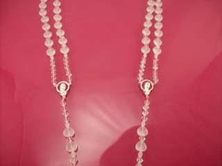 Elegant Crystal Glass Wedding Unity Lasso Rosary Silver Cross NEW 