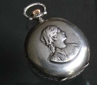 OLD 0.900 SILVER LONGINES HOLLY FRERES HUNTER SWISS POCKET WATCH FROM 