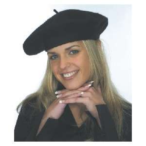 Wool Felt French Beret Artist Tam Hat Costume Black  
