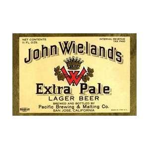  John Wielands Extra Pale Lager Beer 12x18 Giclee on 