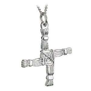 Sterling Silver St. Brigids Cross Pendant Necklace   Made in Ireland 