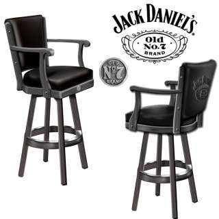 Wood 360 Swivel Black JACK DANIELS Pub BAR Stool with Backrest  