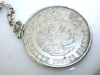 Vintage MEXICAN COIN STERLING KEY CHAIN OLYMPIC 1968  