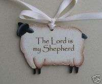 Wood Ornament Primitive Sheep Lord Shepherd Christian  