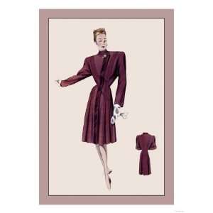  Burgundy Dressy Coat Giclee Poster Print, 12x16