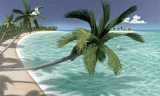 New XL ISLAND BEACH SCENERY WALL MURAL Tropical Palm Trees Scene 