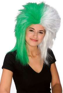 Sports Fanatic Wig in Green and White   Sports Costume  