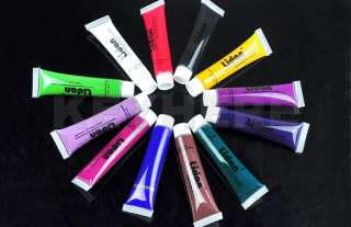 12 Colors 3D Nail Art Gel Paint Brush Tube Acrylic Tips  