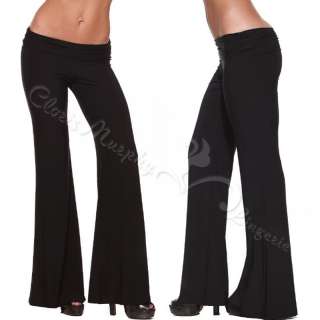 Women Low waist Bikini Party Leggings Bell Bottomed Flares Pants Black 