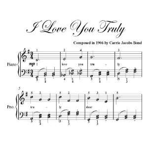   Love You Truly Easy Piano Sheet Music Carrie Jacobs Bond Books