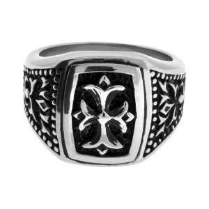 Sovereign Steel Ornate Ring with Gothic Cross Which Is Located On The 