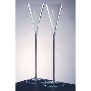  10 Crystal Pair Champagne Flutes Glasses Oversized Modern 