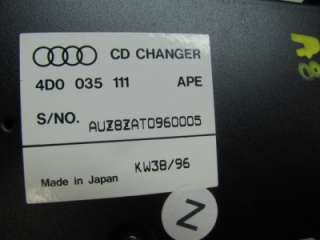 CD CHANGER W/MAGAZINE AUDI A4,A6,A8,S4,S8 97 04 OEM ROUND PLUG 4D0 035 