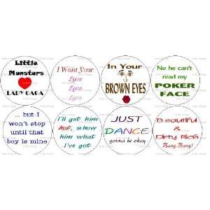  Set of 8 LADY GAGA QUOTES Pinback Buttons 1.25 Pins 