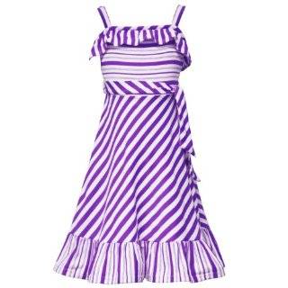   GIRLS 7 16 PURPLE WHITE MIXED STRIPED RUFFLE KNIT Spring Summer Easter