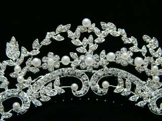Bridal Wedding Swarovski Crystal Pearl Tiara Comb 4220  