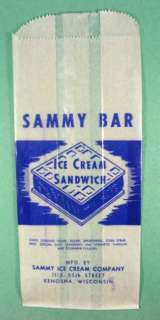 SAMMY BAR 1950s ICE CREAM WRAPPERS KENOSHA WIS LOT OF 5  