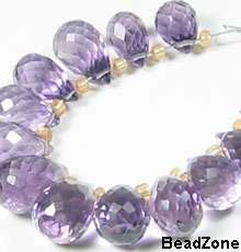 14 Beads, Dia 6 7 mm, L. 8 11 mm. Natural Amethyst Tear Drop Faceted 