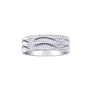  Double Row Wave 14K White Gold Wedding Ring Jewelry