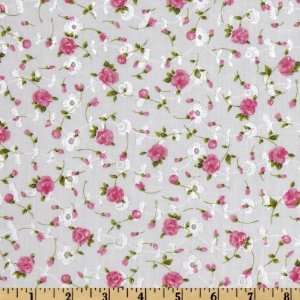  56 Wide Eyelet Floral White/Pink/Green Fabric By The 