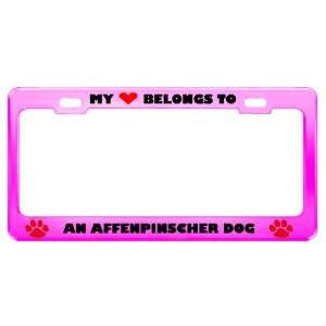  An Affenpinscher Dog Pet Pink Metal License Plate Frame 