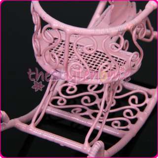 Dollhouse Miniature 1/ 12 Pink Wire Baby Rocking Horse  