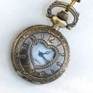   Love   Pocket Watch   Necklace   Antique Brass 