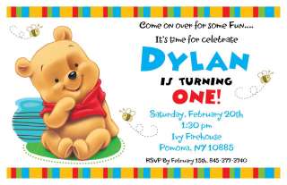 Set of 10 Winnie the Pooh Personalized Invitations  
