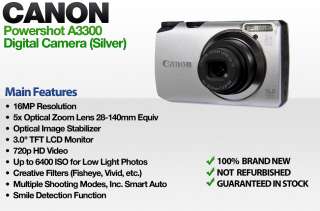 Canon Powershot A3300 IS 16MP Digital Camera (Silver) 13803133912 