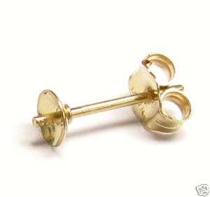 2x Gold Filled 4mm Pearl Cup Stud Earring Post PIN 14k  