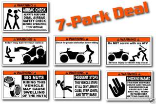 Pack Utility ATV Funny Warning Stickers 4x4 Decal  