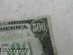 US 1934 $500 FIVE HUNDRED DOLLAR FEDERAL RESERVE NOTE BILL NEW YORK 